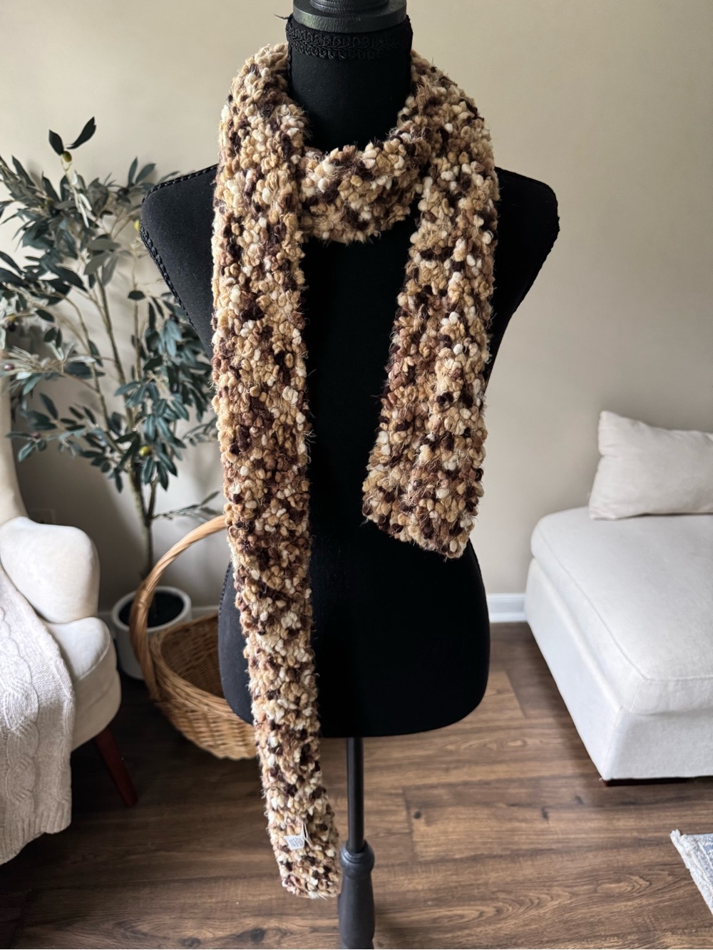 Sonoma Brown and Cream Textured Chunky Scarf